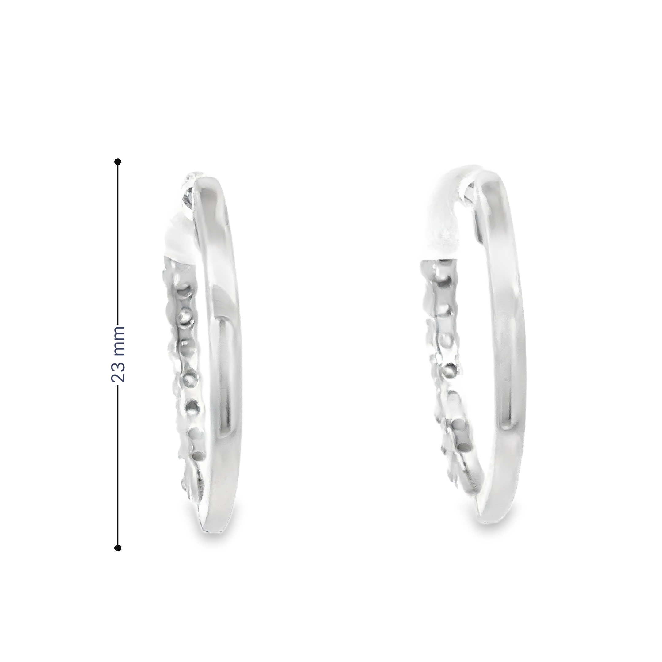 14K White Gold Shared Prong Diamond Hoop Earrings
