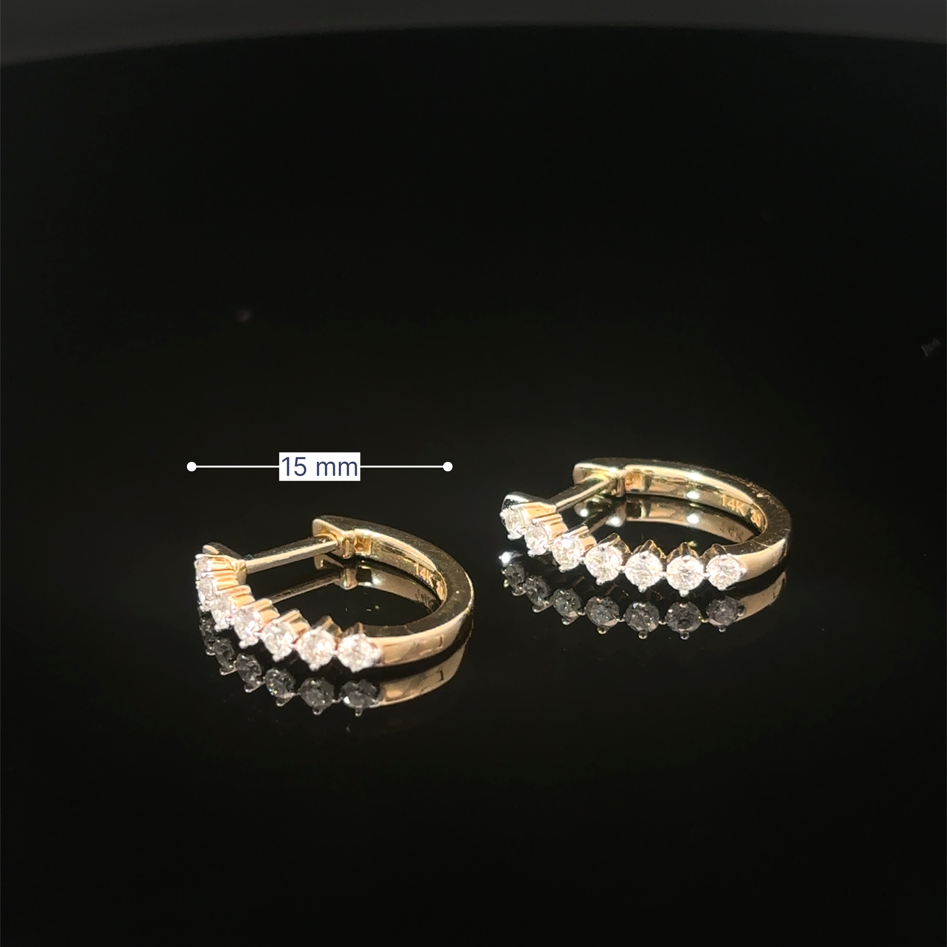 14K Yellow Gold Shared Prong Diamond Huggy Earrings