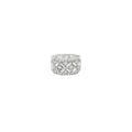14K White Gold Wide Diamond Band with Baguette and Round Diamonds