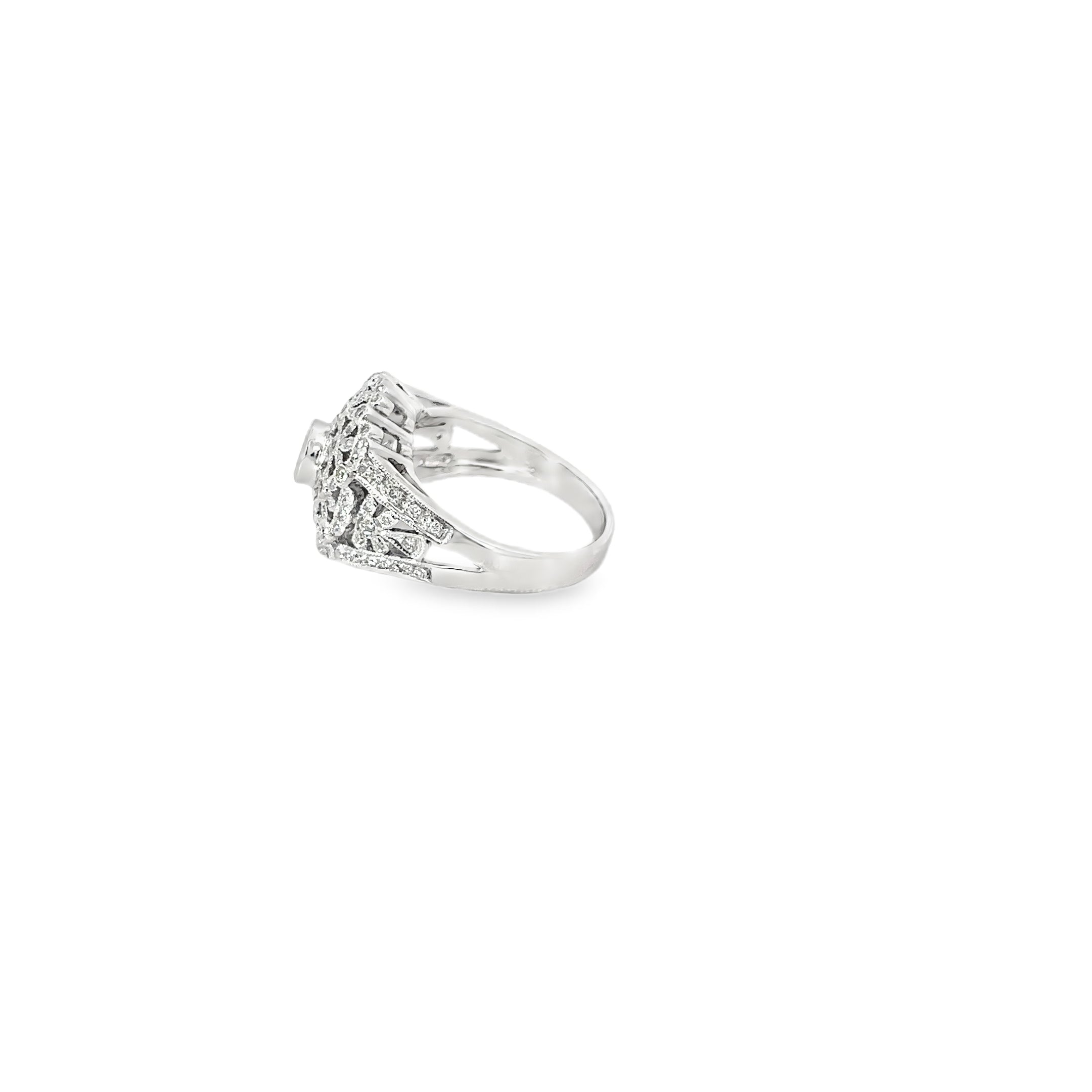 14K White Gold Bezel set round Tsavorite surrounded by Pave Diamonds