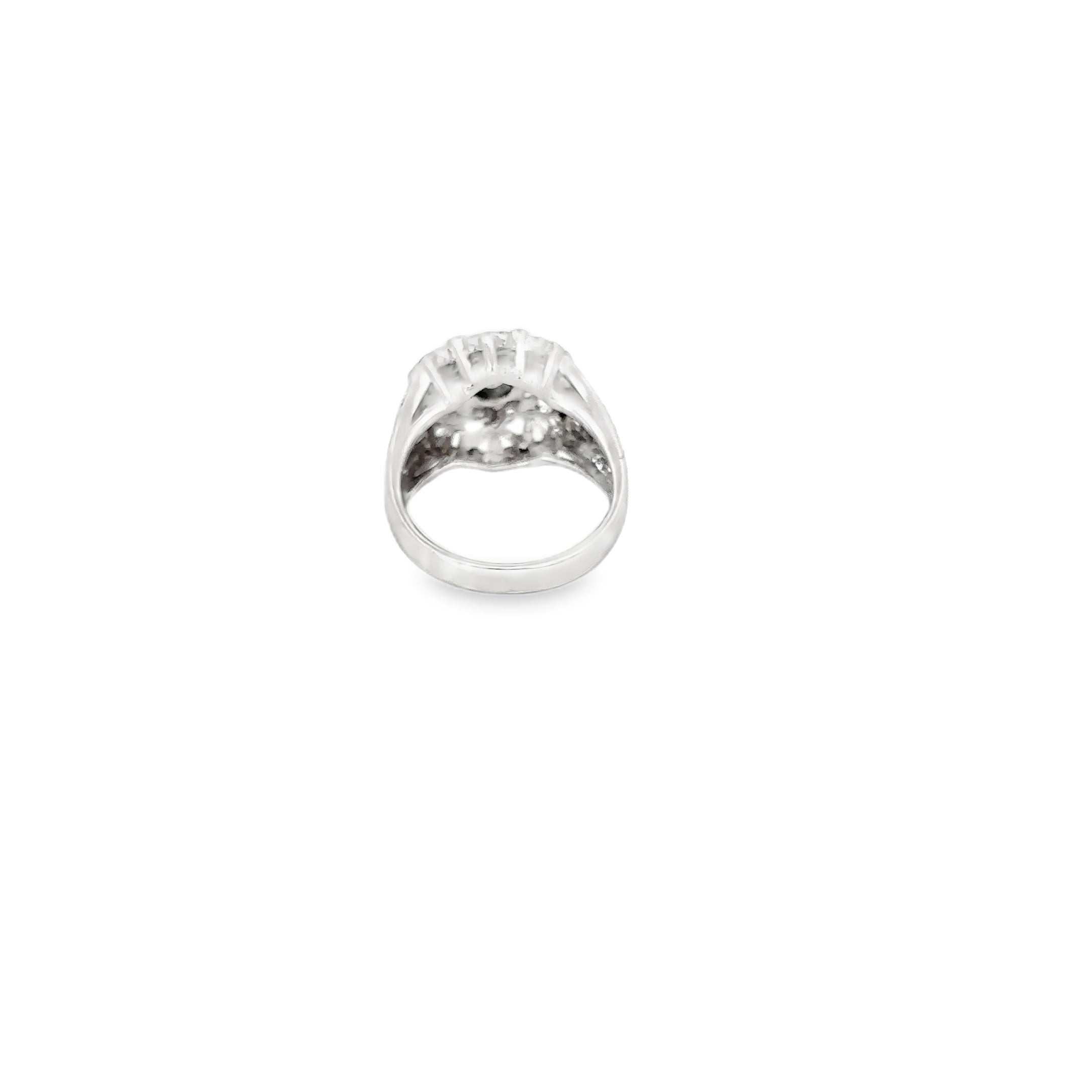 14K White Gold Bezel set round Tsavorite surrounded by Pave Diamonds