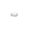 14K White Gold Double Wave Band with Bezel and Prong Set Diamonds