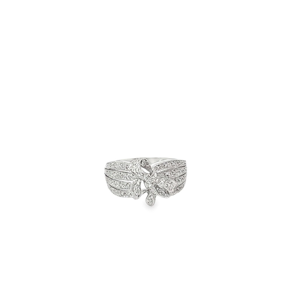 14K White Gold Diamond Bow Ring