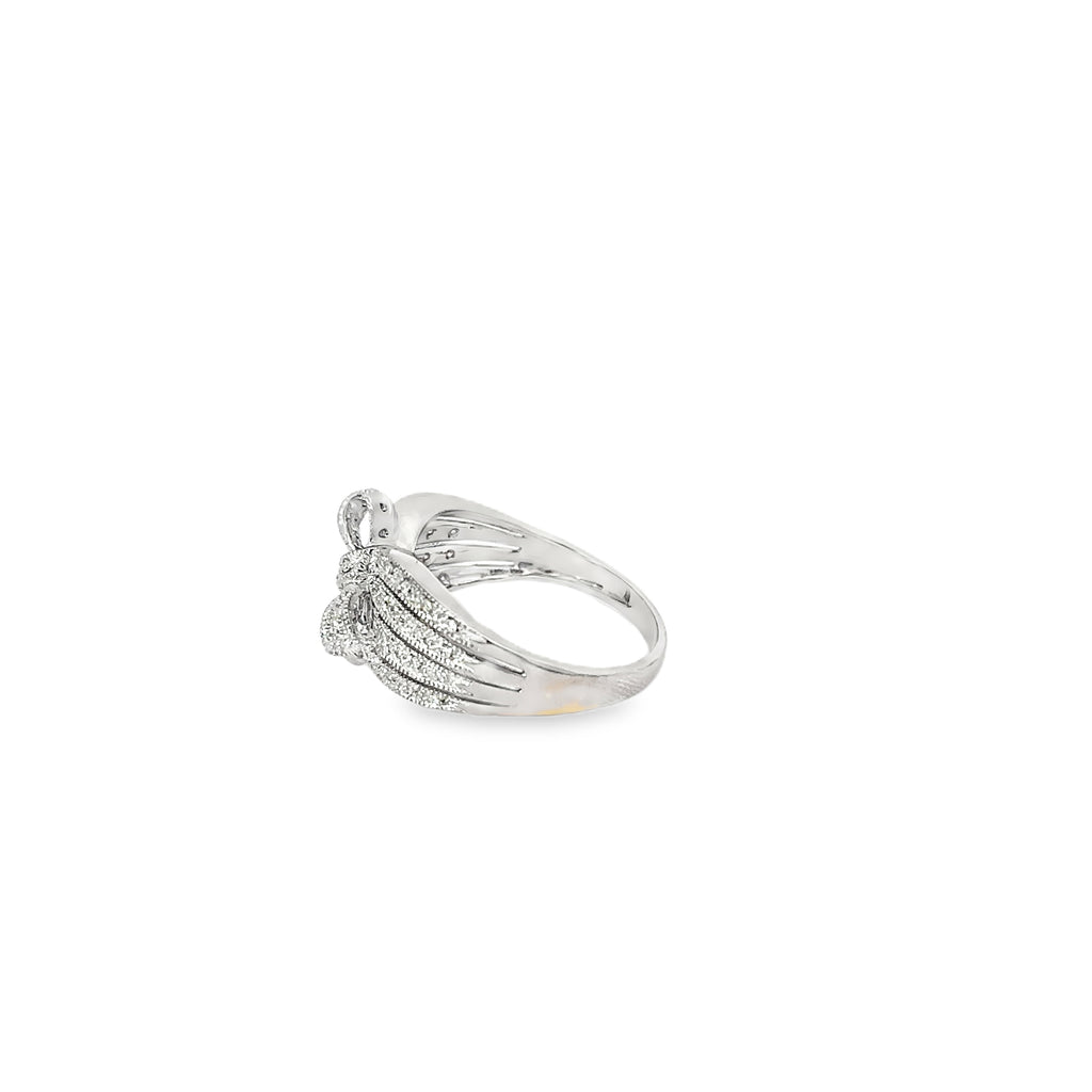 14K White Gold Diamond Bow Ring
