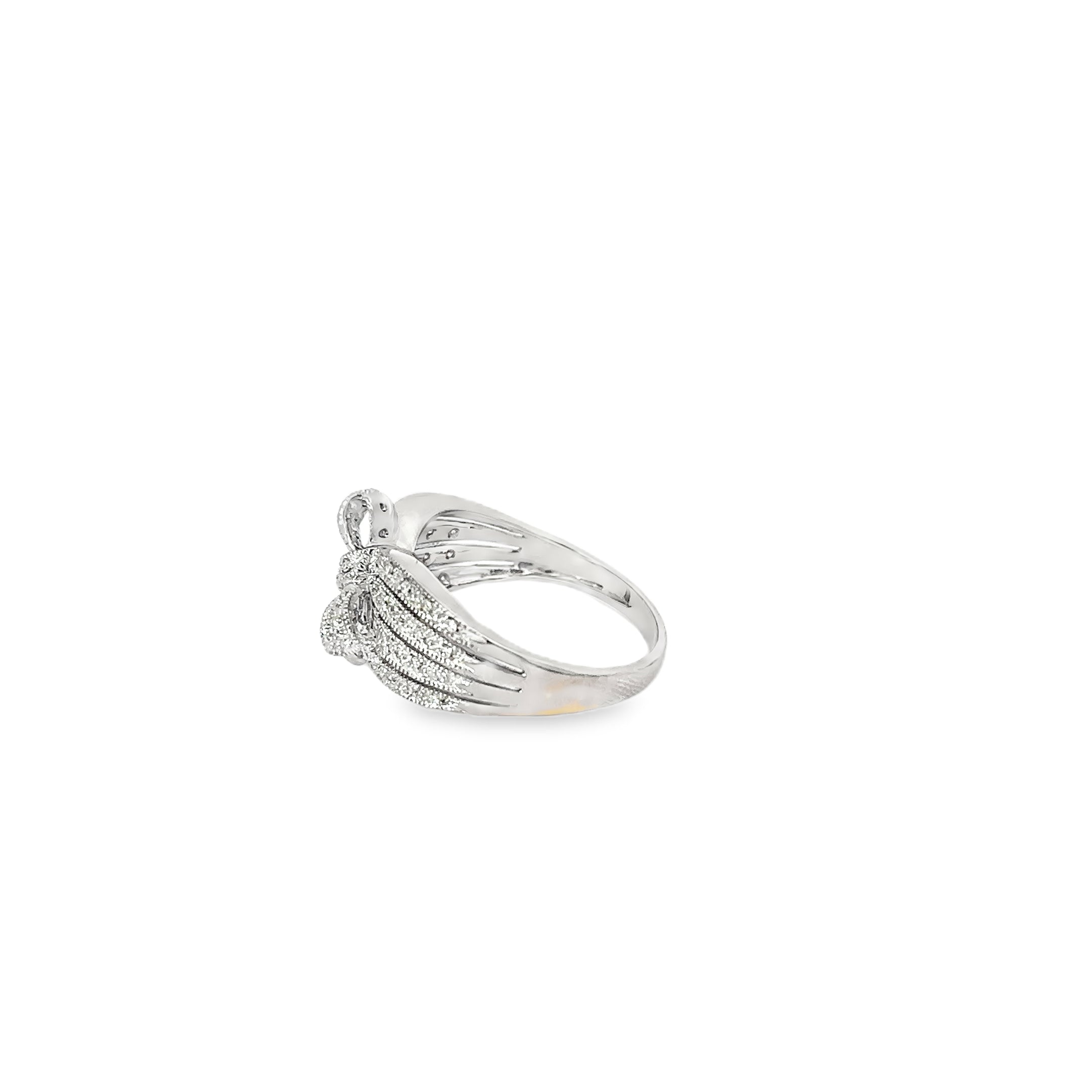 14K White Gold Diamond Bow Ring