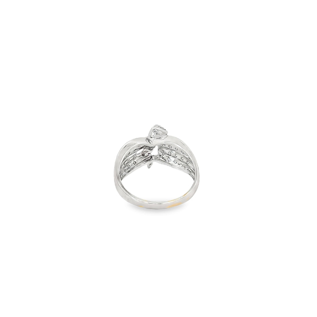 14K White Gold Diamond Bow Ring