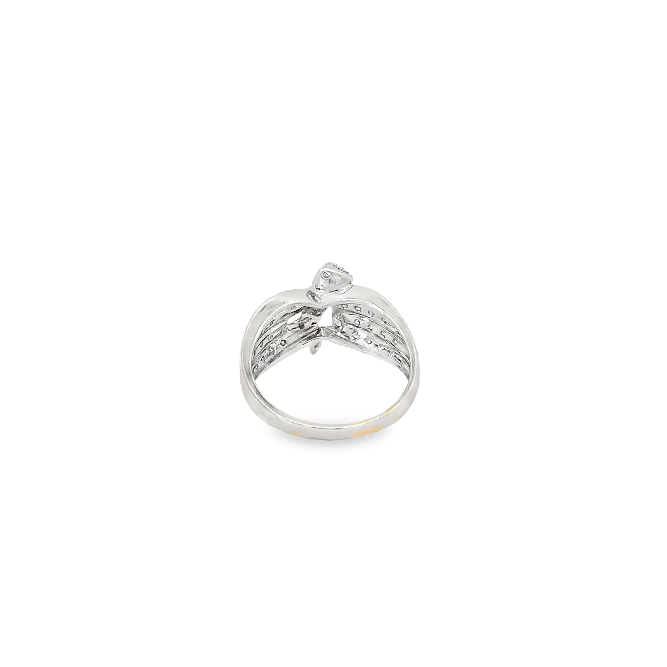 14K White Gold Diamond Bow Ring