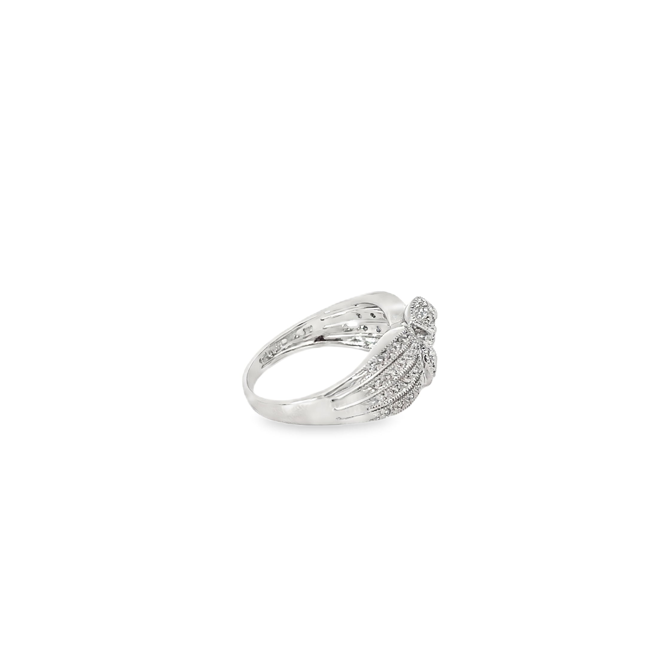 14K White Gold Diamond Bow Ring