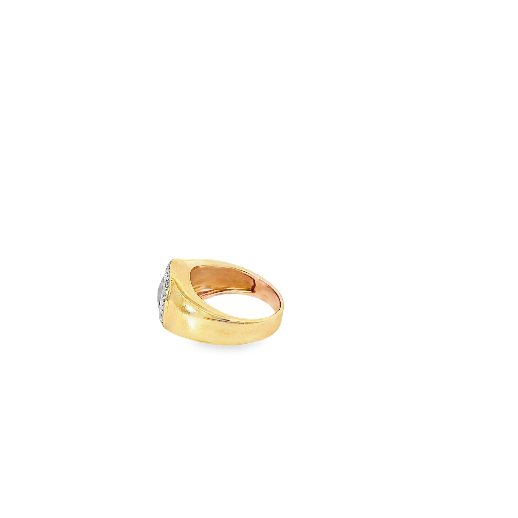 14K Yellow Gold Cushion Cut Garnet Ring with a Diamond Halo