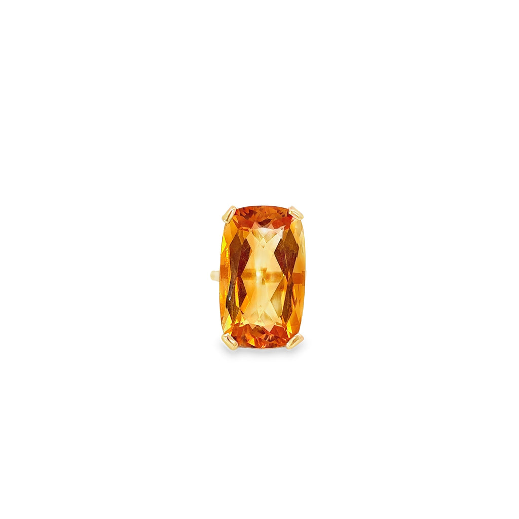 14K Yellow Gold and Rectangle Shaped Citrine Ring