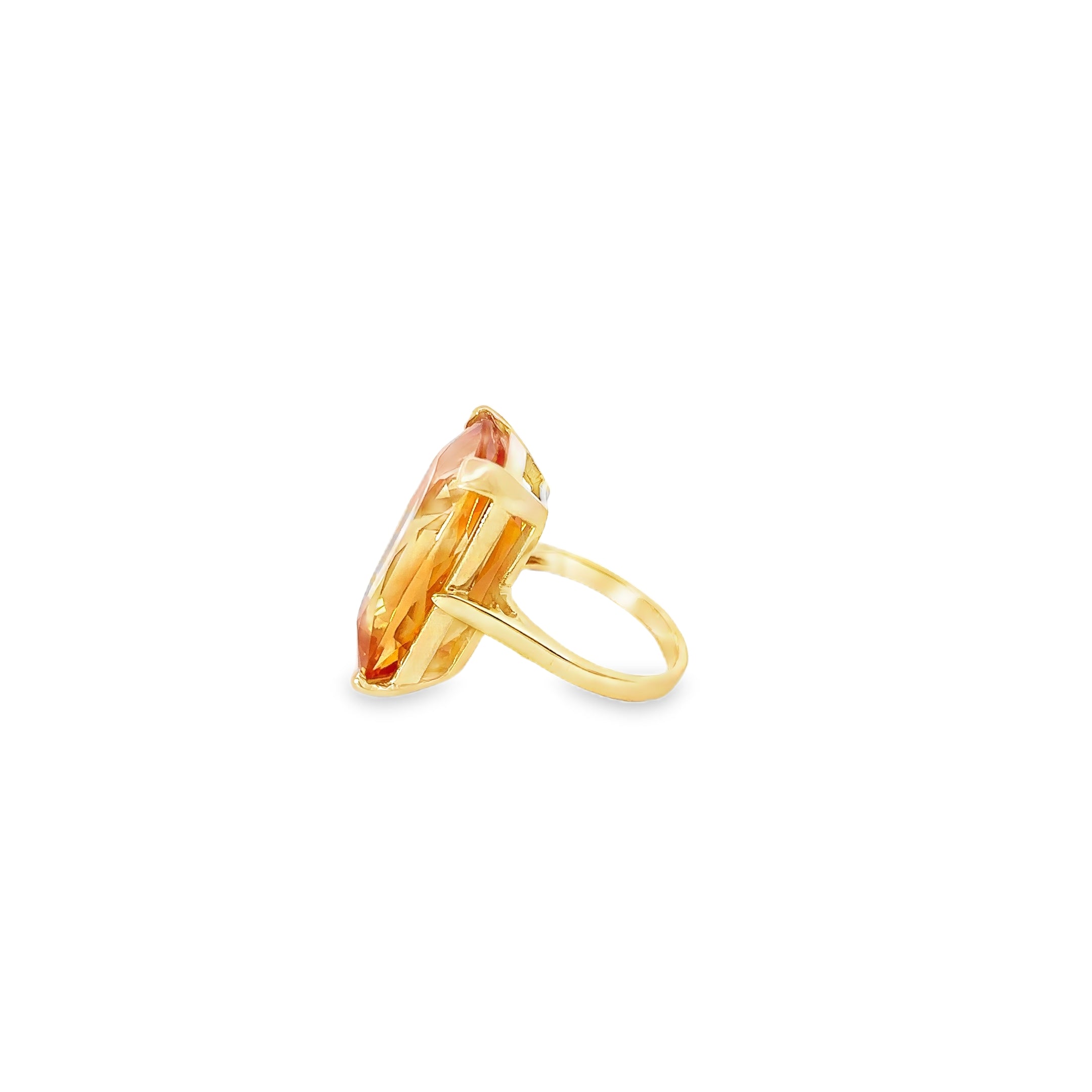 14K Yellow Gold and Rectangle Shaped Citrine Ring