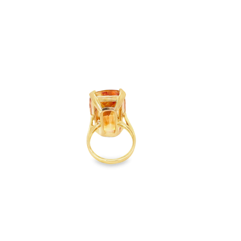 14K Yellow Gold and Rectangle Shaped Citrine Ring