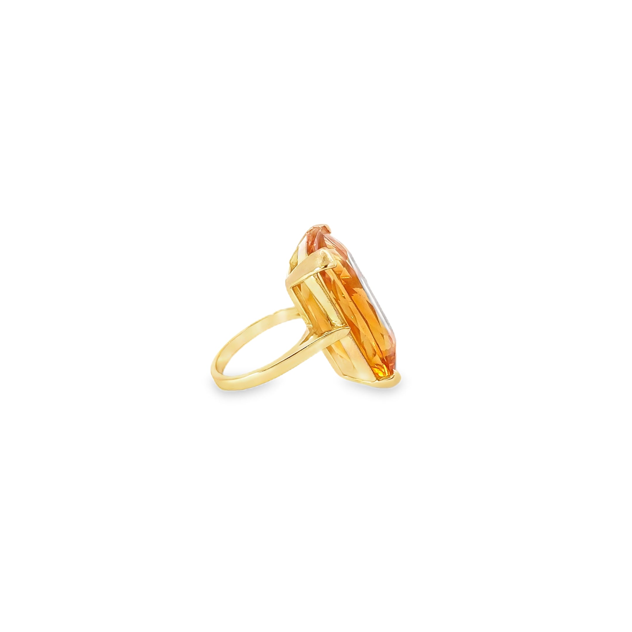 14K Yellow Gold and Rectangle Shaped Citrine Ring