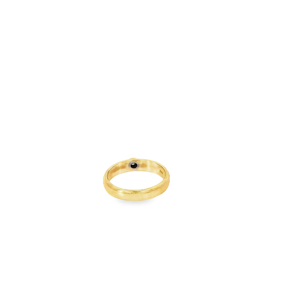 18K Yellow Gold Band with a Round Bezel set Diamond