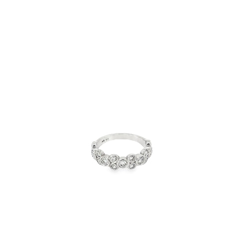 14K White Gold Diamond Bezel Set Band Ring