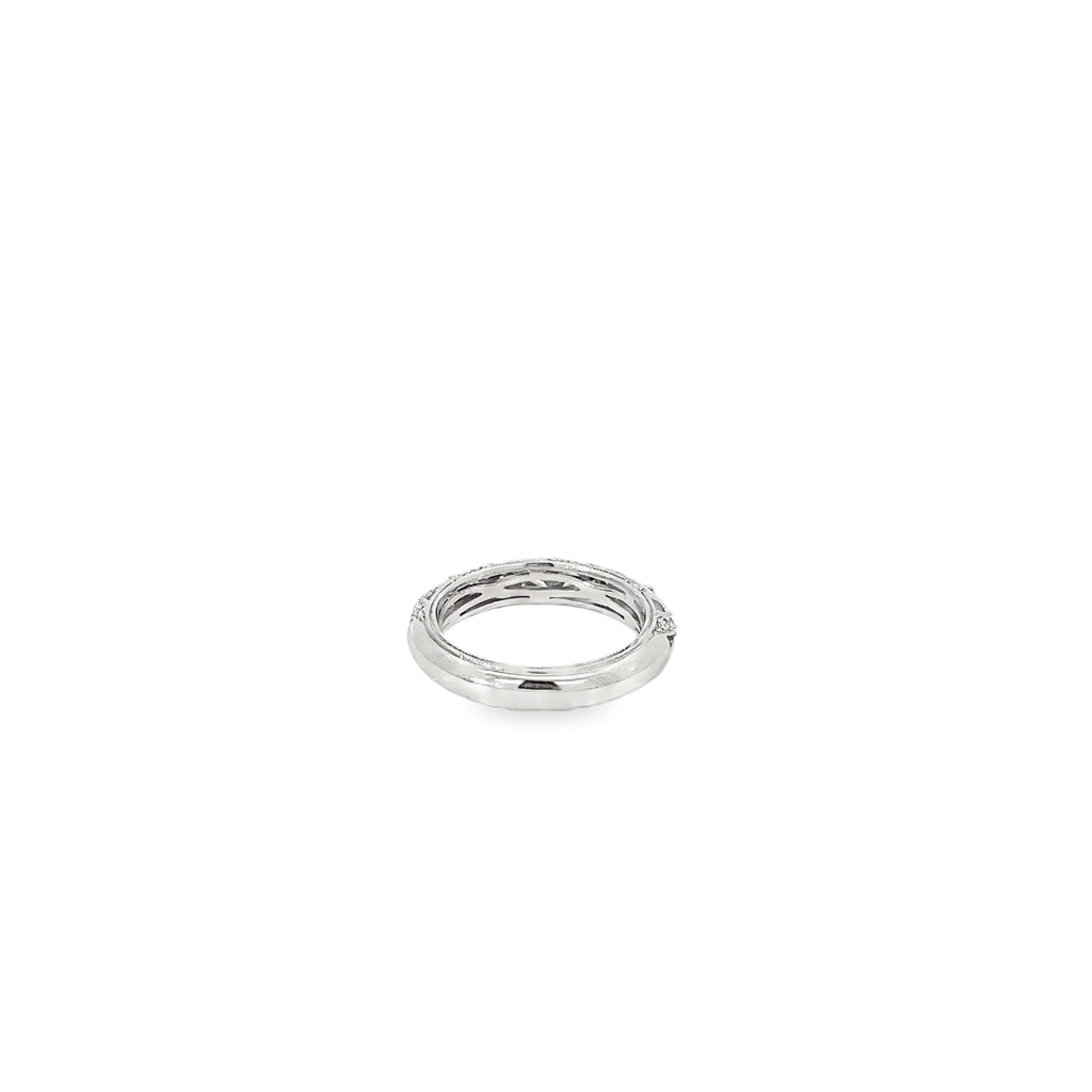 14K White Gold Open X Pave Band