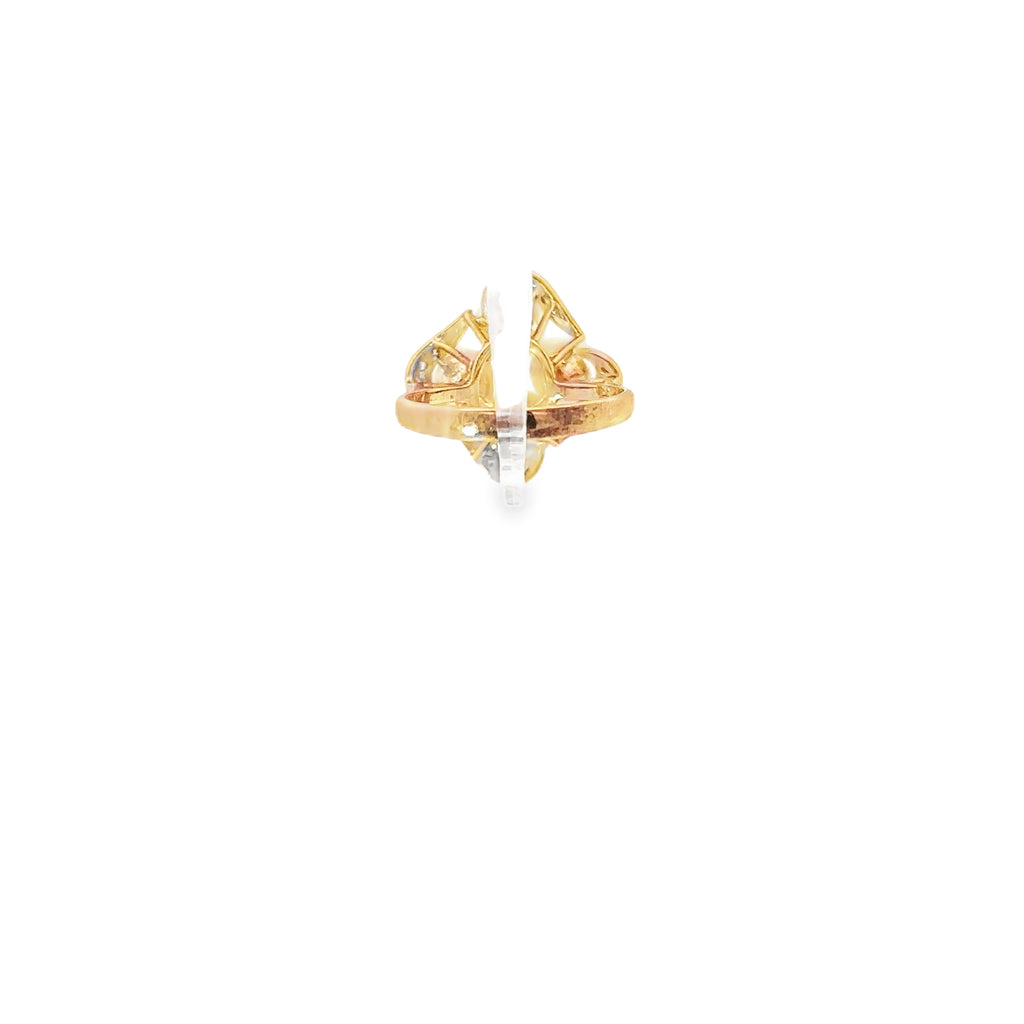 14K Yellow Gold Akoya Pearl and Diamond Ring
