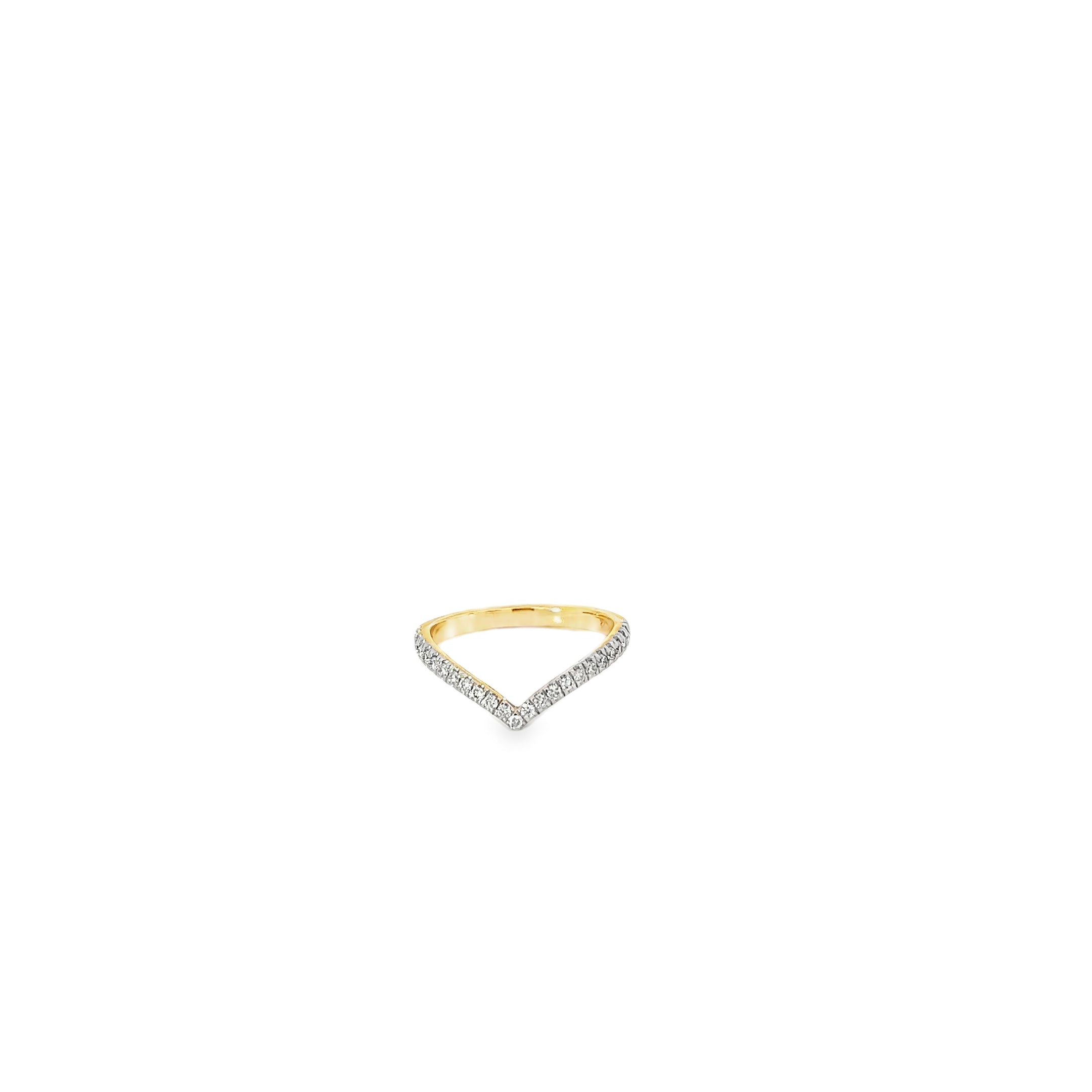 14 K Yellow Gold Diamond V Ring