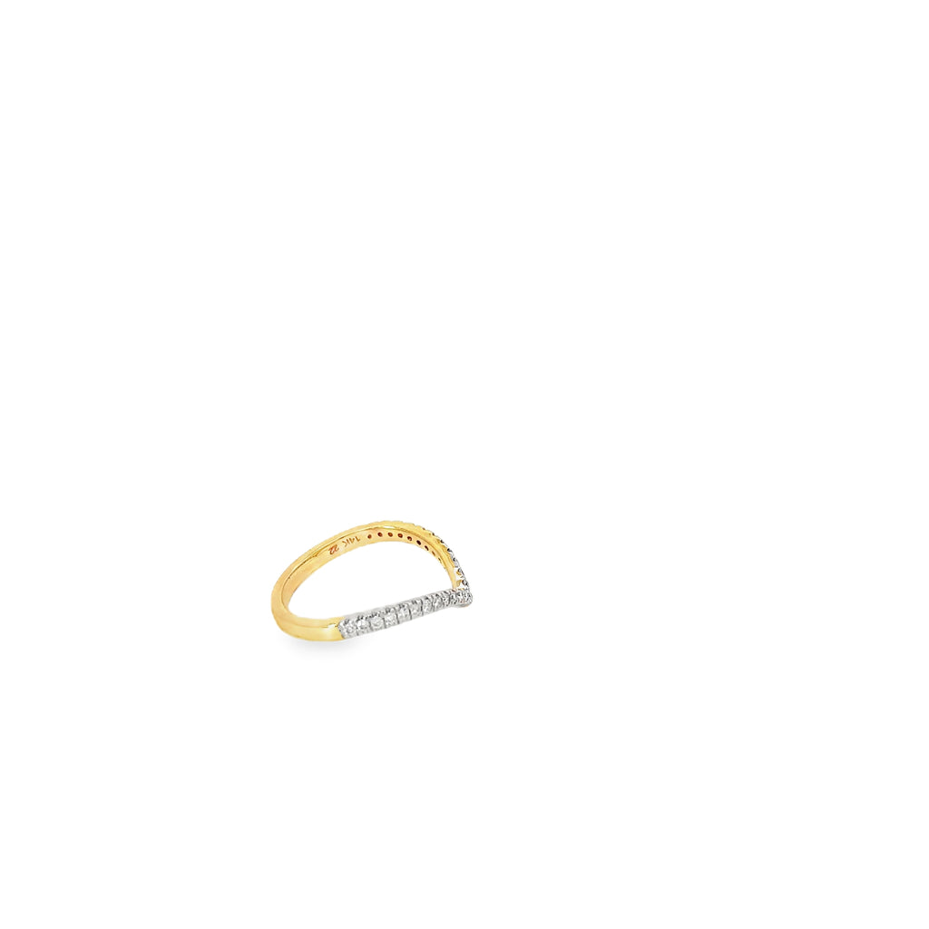 14 K Yellow Gold Diamond V Ring