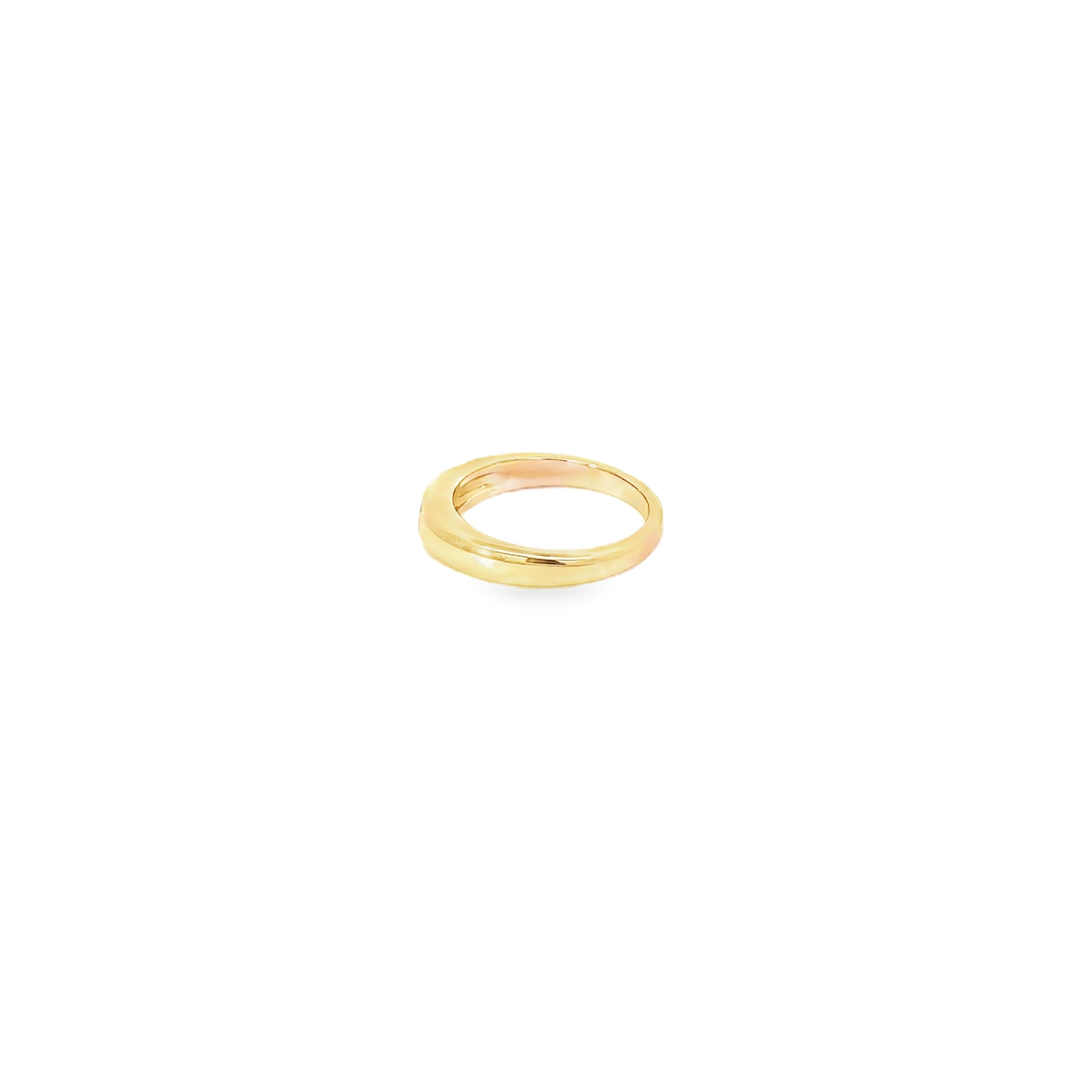 14K Yellow Gold Burnished Baguette Diamond Band With a Tapered Shank