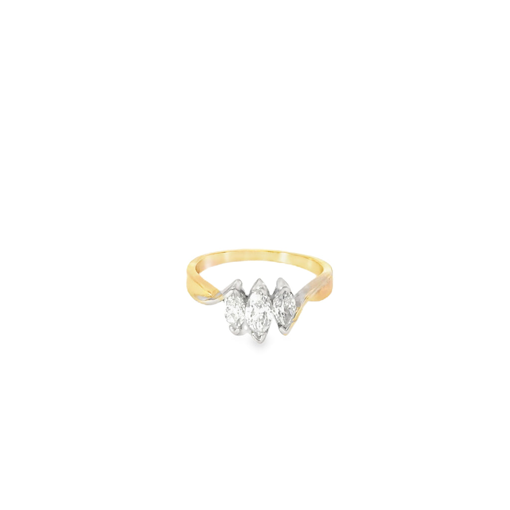 14K Yellow and White Gold Diamond Anniversary Ring