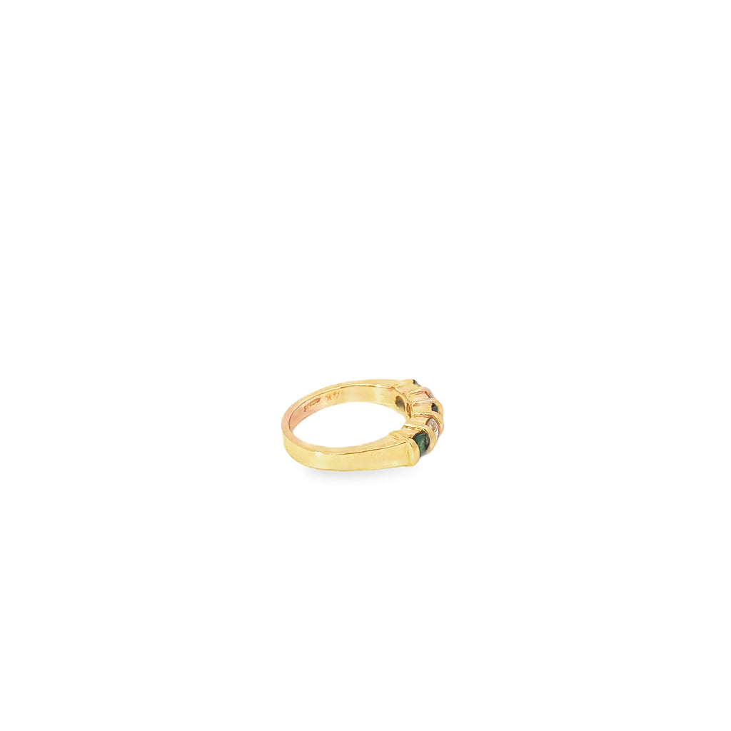 14K Yellow Gold Emerald and Diamond Wedding Band