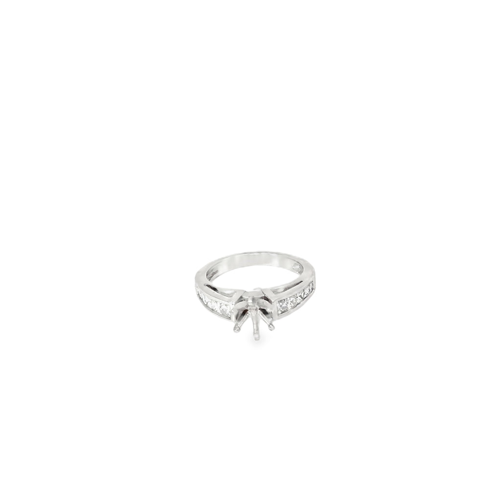 14K White Gold Setting with 10 Graduated Princess Cut Channel Set Diamonds