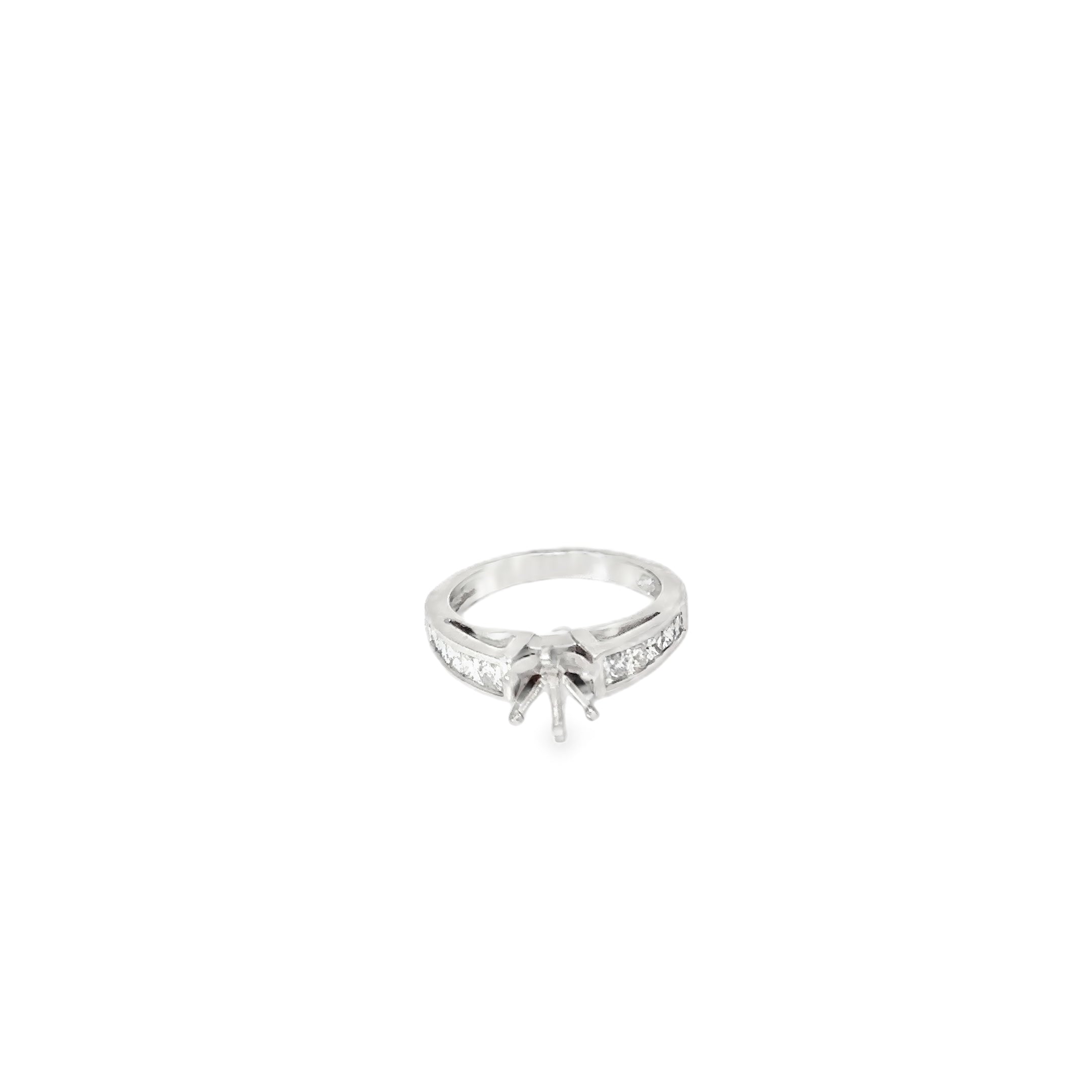 14K White Gold Setting with 10 Graduated Princess Cut Channel Set Diamonds