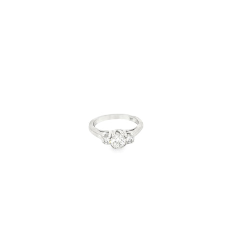 14K White Gold 3 Stone Diamond Engagement Ring