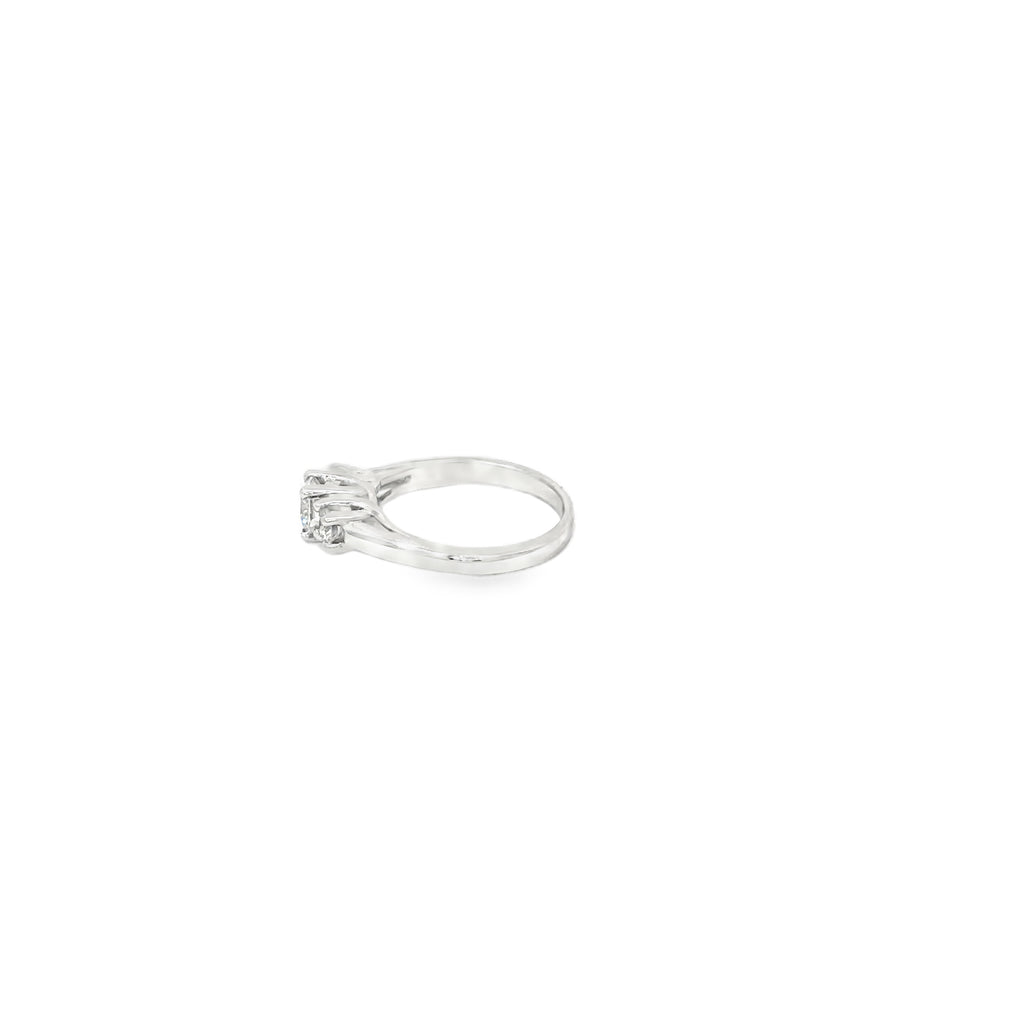 14K White Gold 3 Stone Diamond Engagement Ring