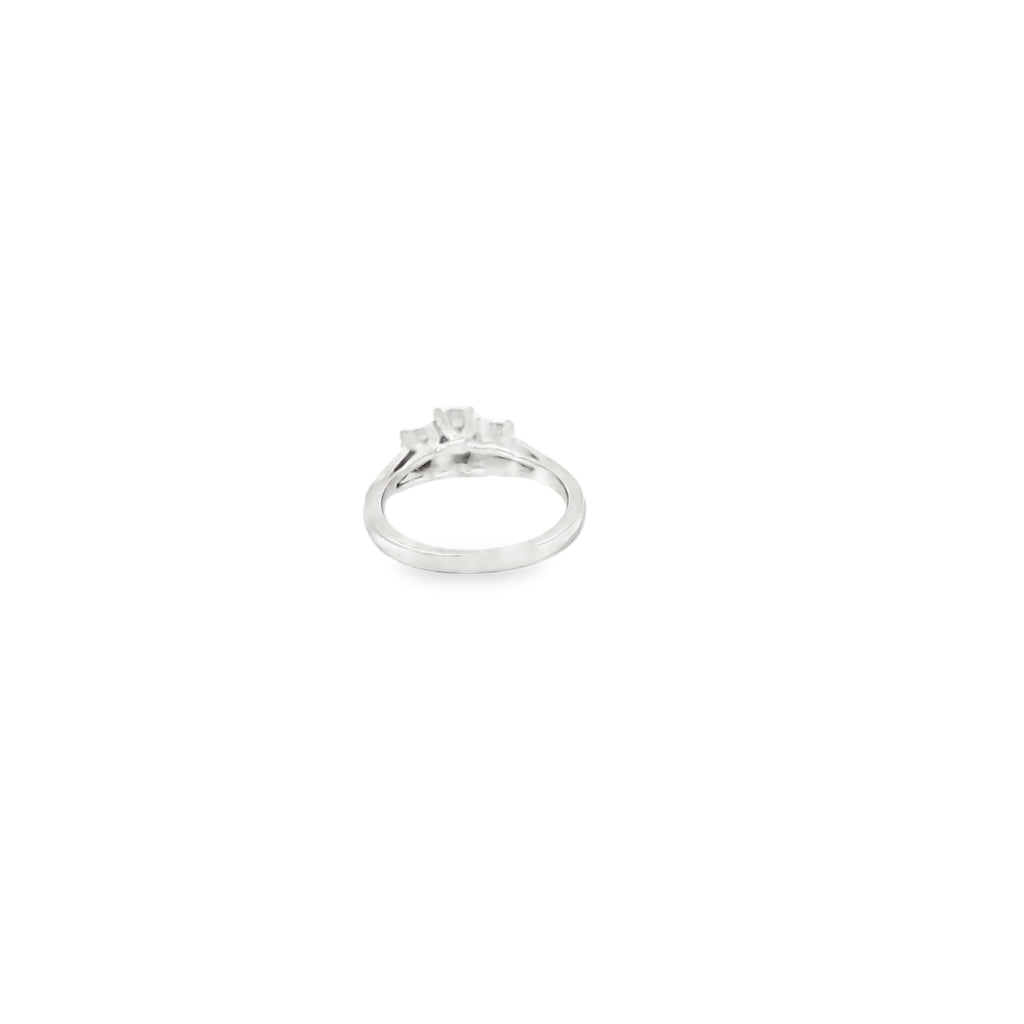 14K White Gold 3 Stone Diamond Engagement Ring