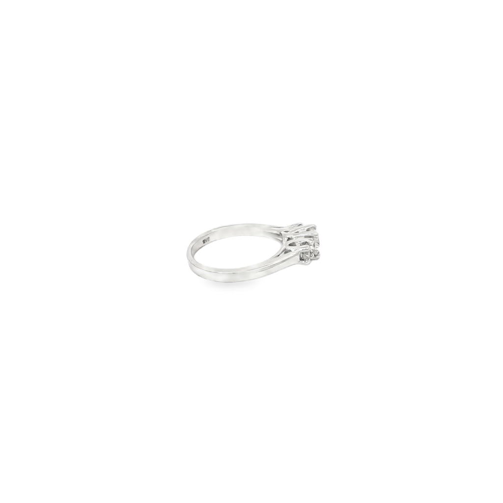 14K White Gold 3 Stone Diamond Engagement Ring