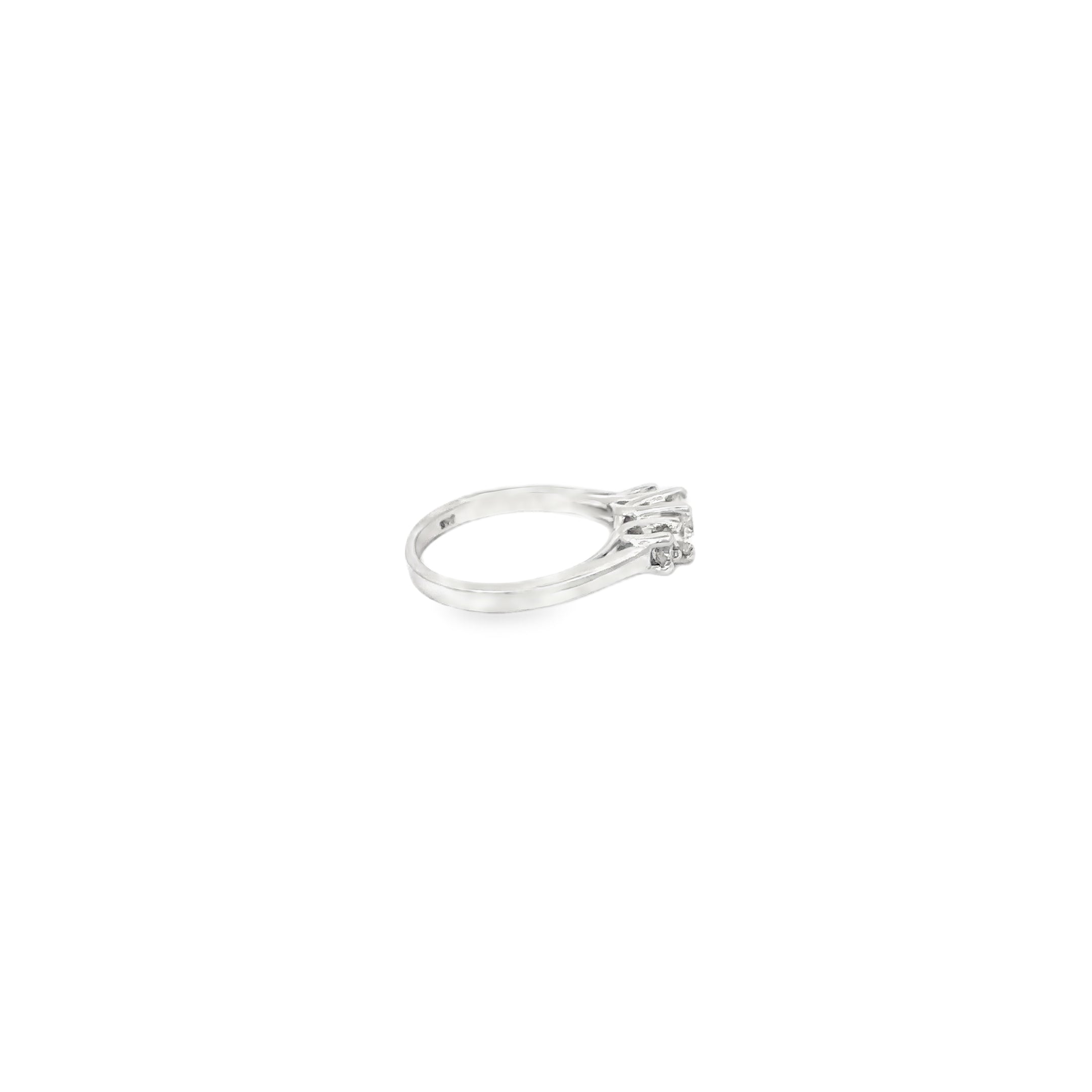 14K White Gold 3 Stone Diamond Engagement Ring