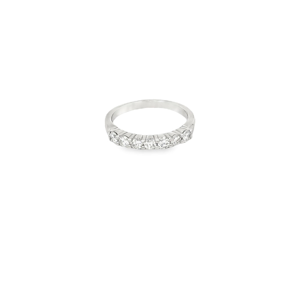14K White Gold Shared Prong Band with 7 Round Diamonds