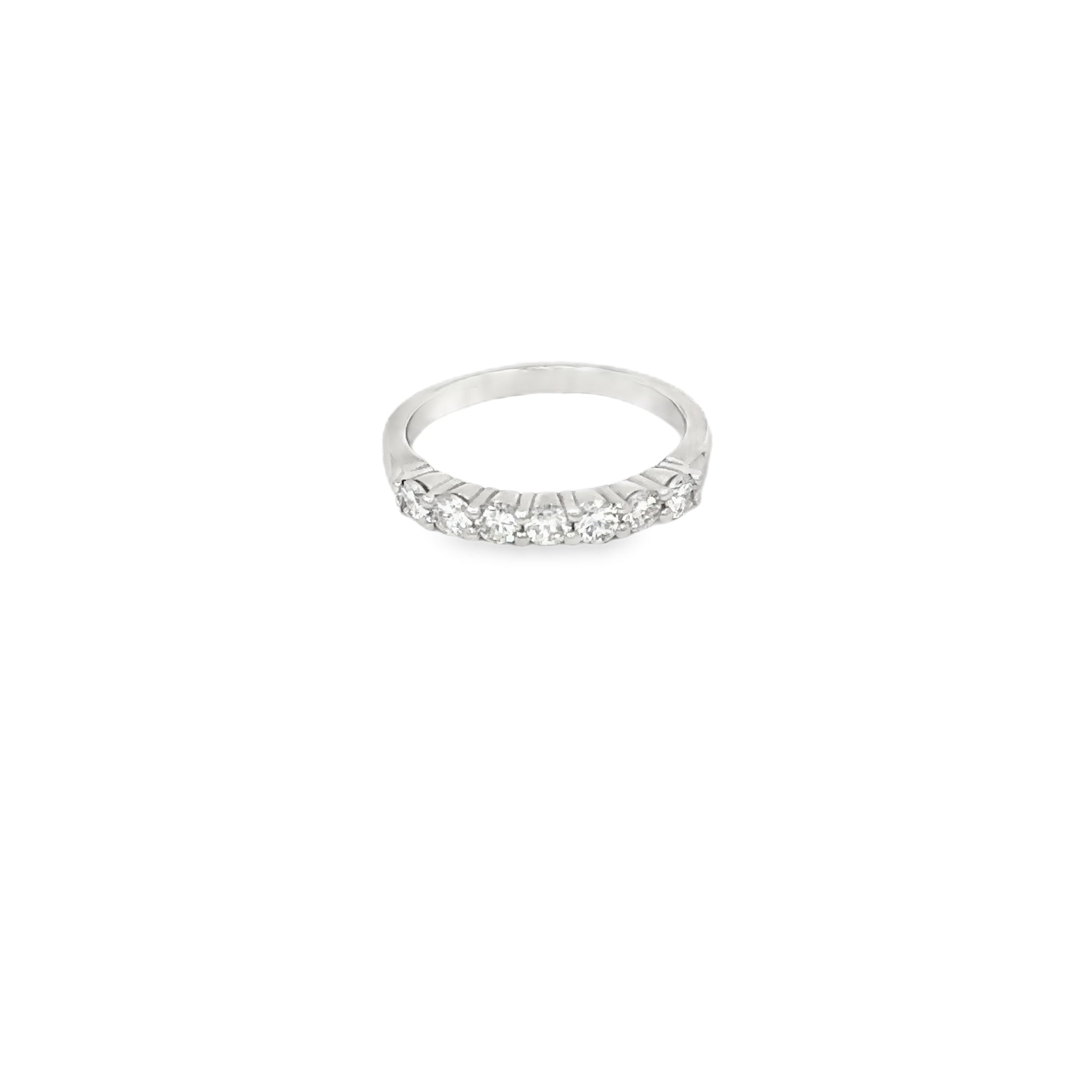 14K White Gold Shared Prong Band with 7 Round Diamonds