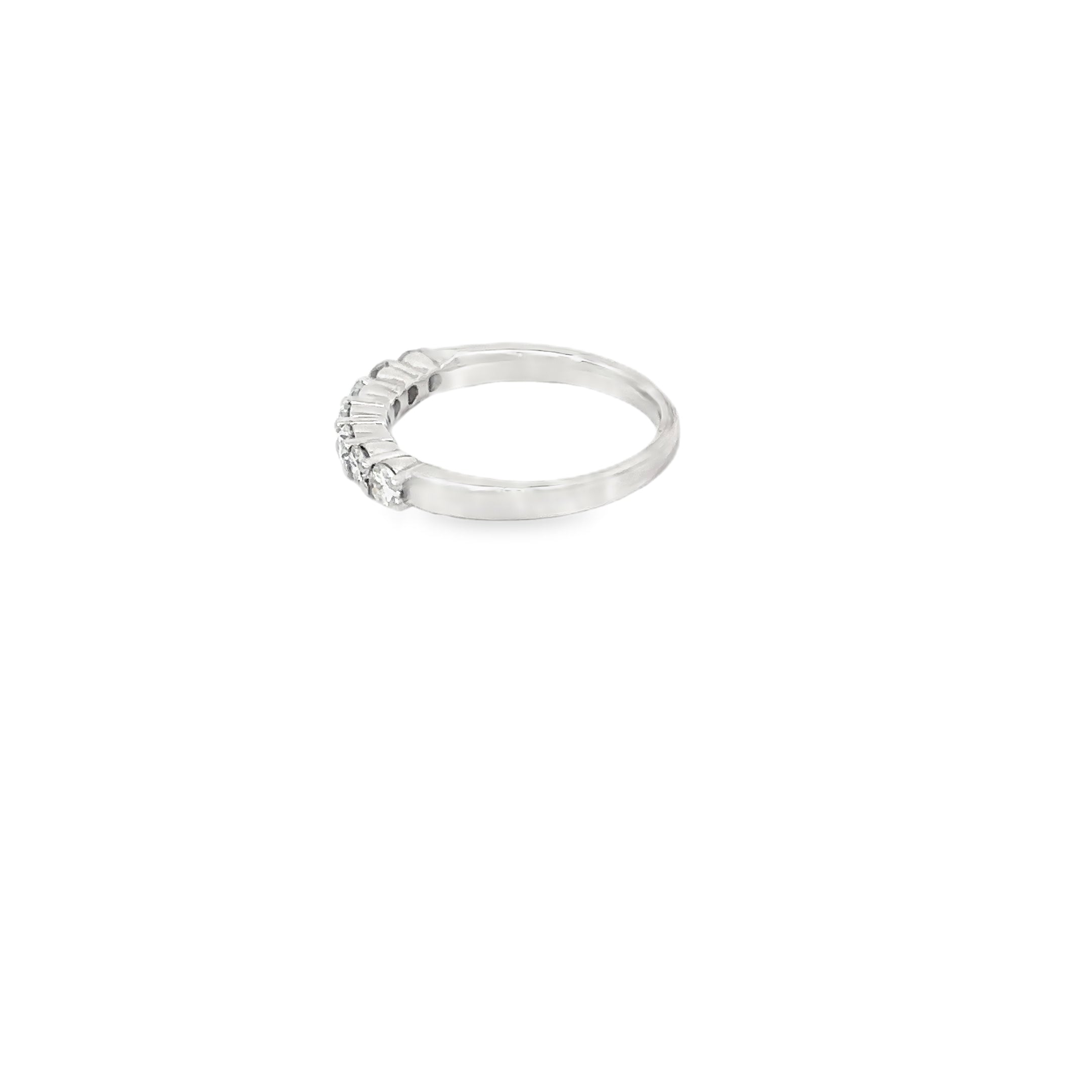 14K White Gold Shared Prong Band with 7 Round Diamonds