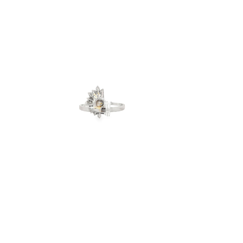 14K White Gold Oval Shaped Diamond Cocktail Ring