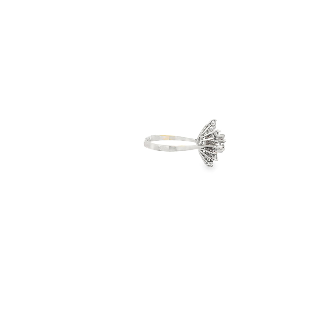 14K White Gold Oval Shaped Diamond Cocktail Ring