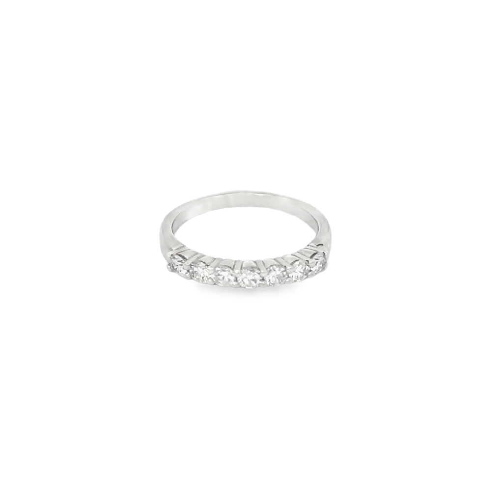 14K White Gold Shared Prong Band with 7 Round Diamonds