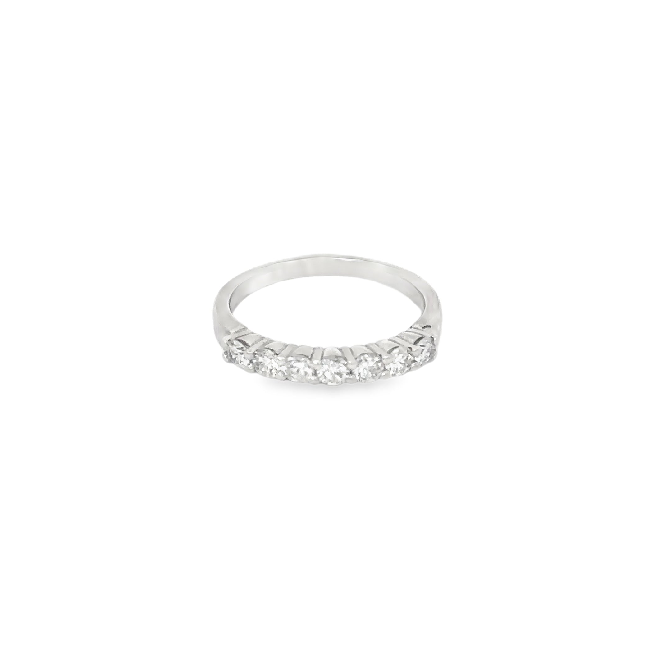 14K White Gold Shared Prong Band with 7 Round Diamonds