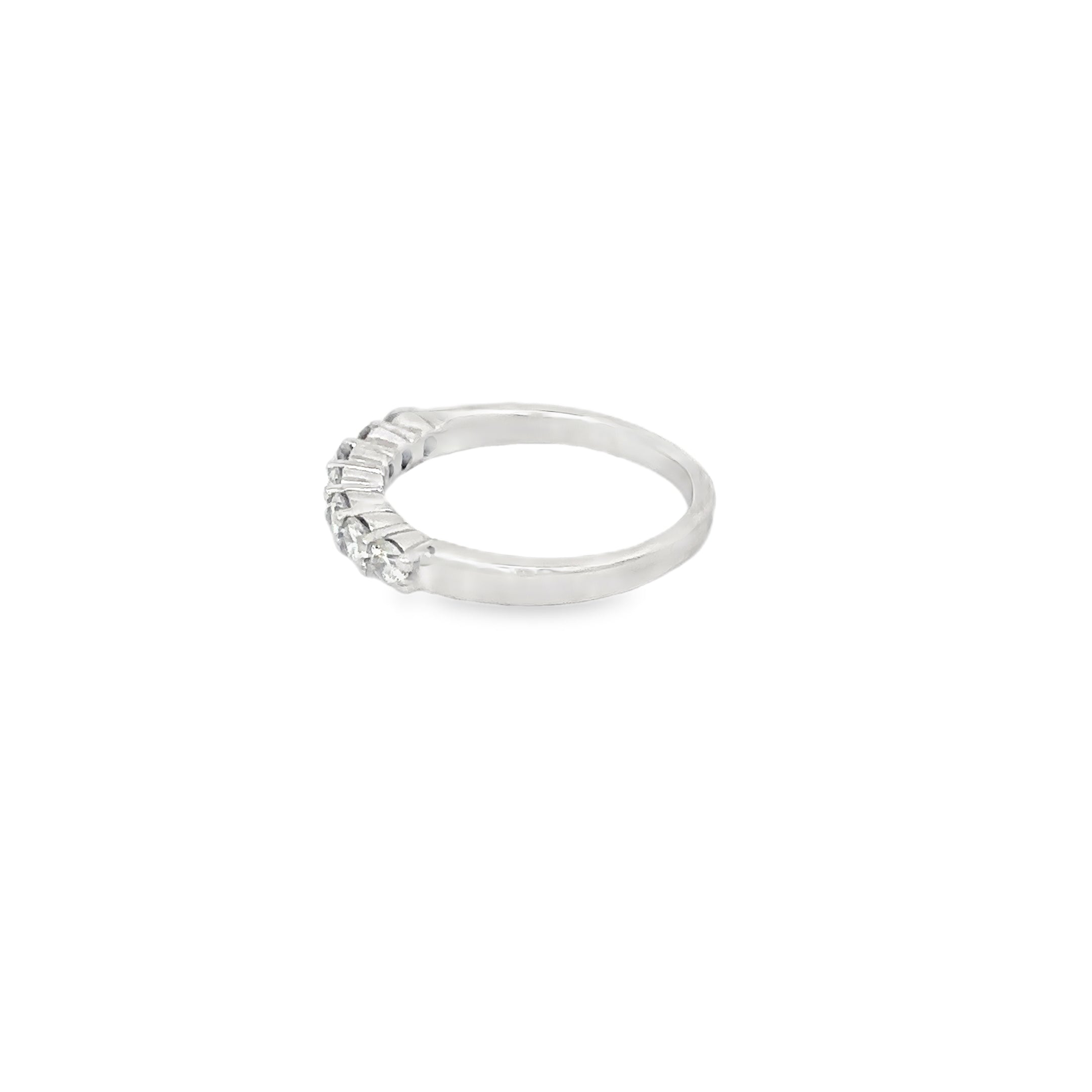 14K White Gold Shared Prong Band with 7 Round Diamonds