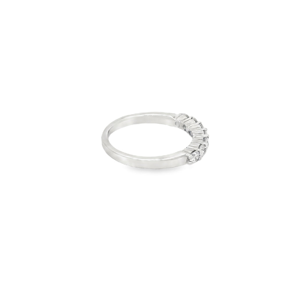14K White Gold Shared Prong Band with 7 Round Diamonds