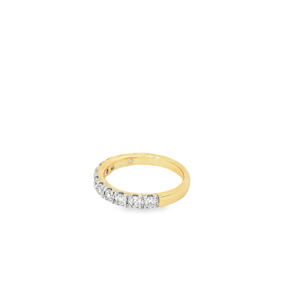14K Yellow Gold French Set Diamond Wedding Band