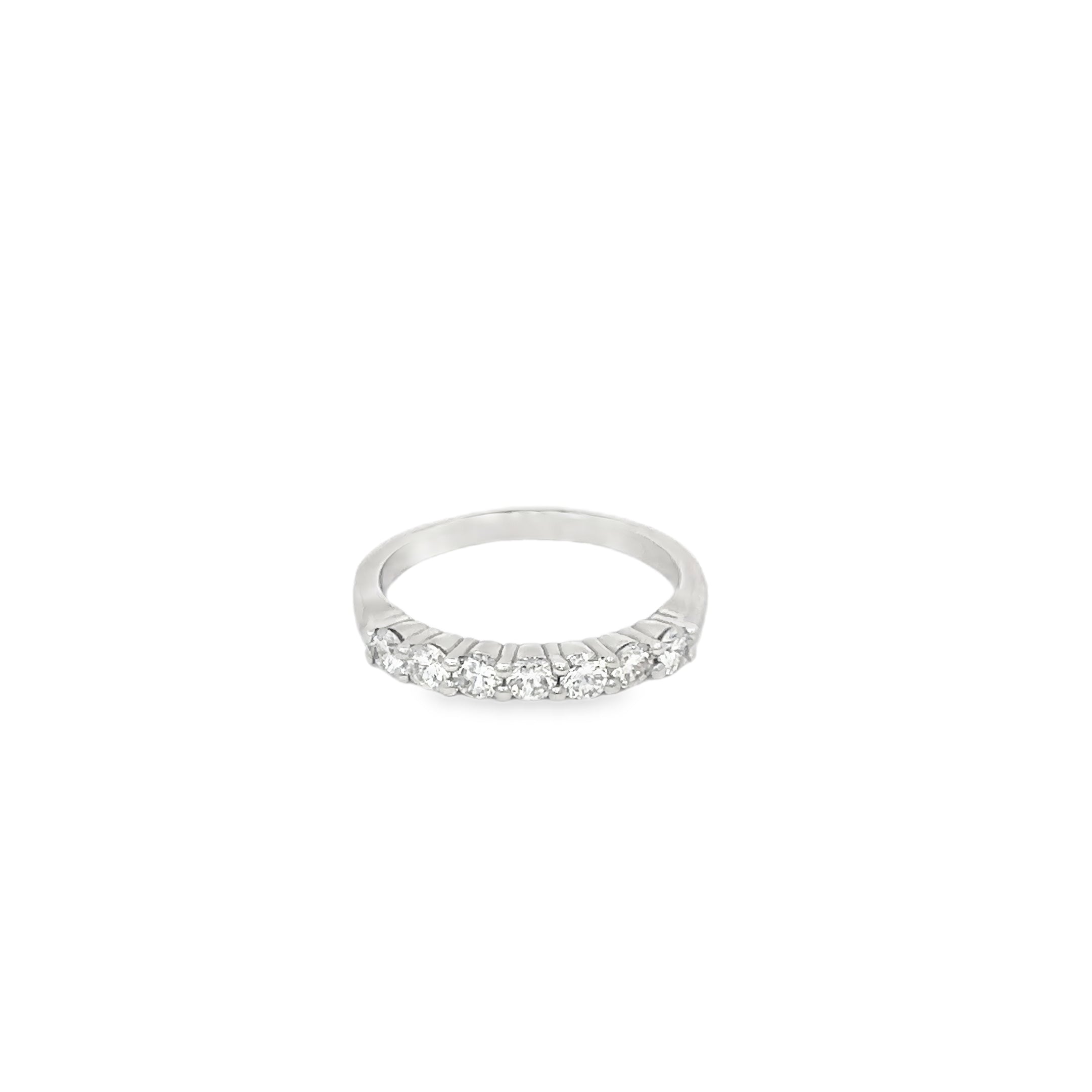 14K White Gold Shared Prong Band with 7 Round Diamonds