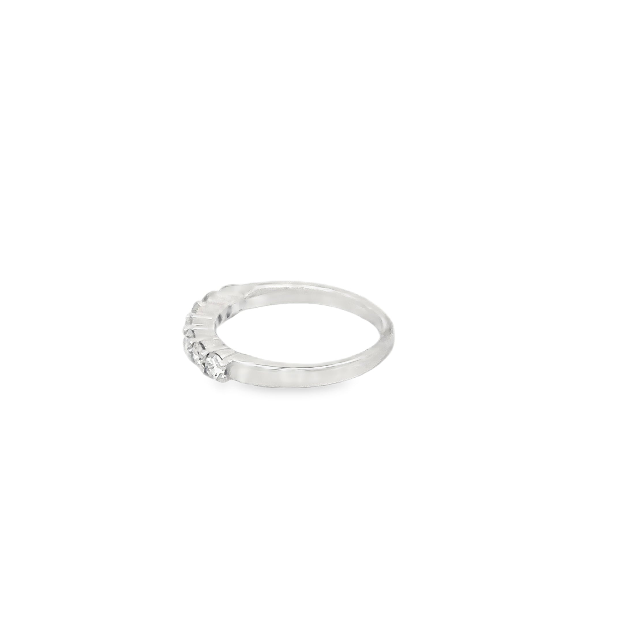 14K White Gold Shared Prong Band with 7 Round Diamonds