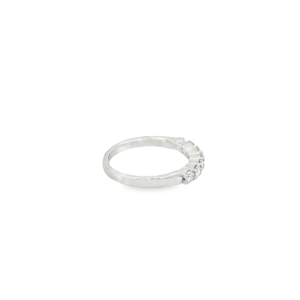 14K White Gold Shared Prong Band with 7 Round Diamonds