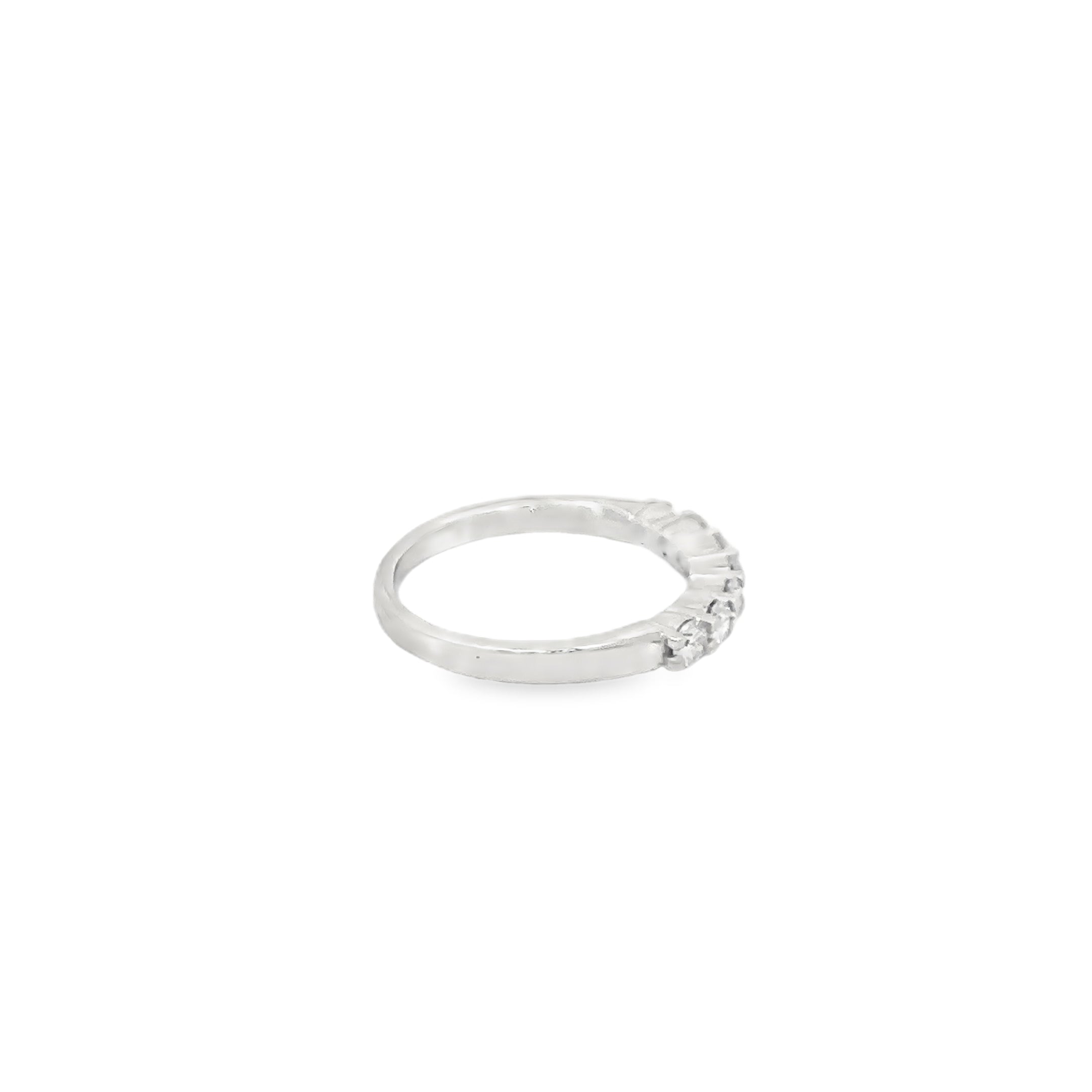 14K White Gold Shared Prong Band with 7 Round Diamonds