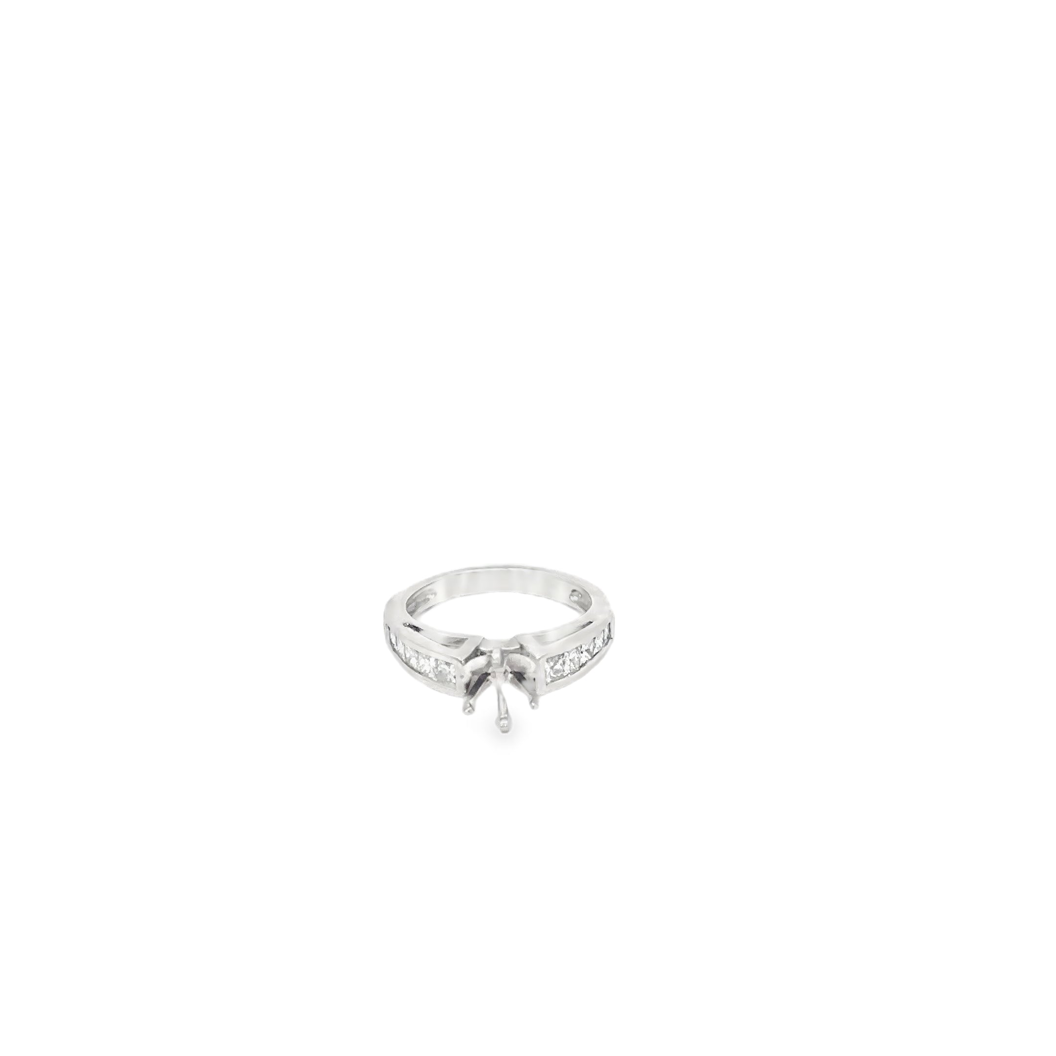 14K White Gold Setting with 10 Graduated Princess Cut Channel Set Diamonds
