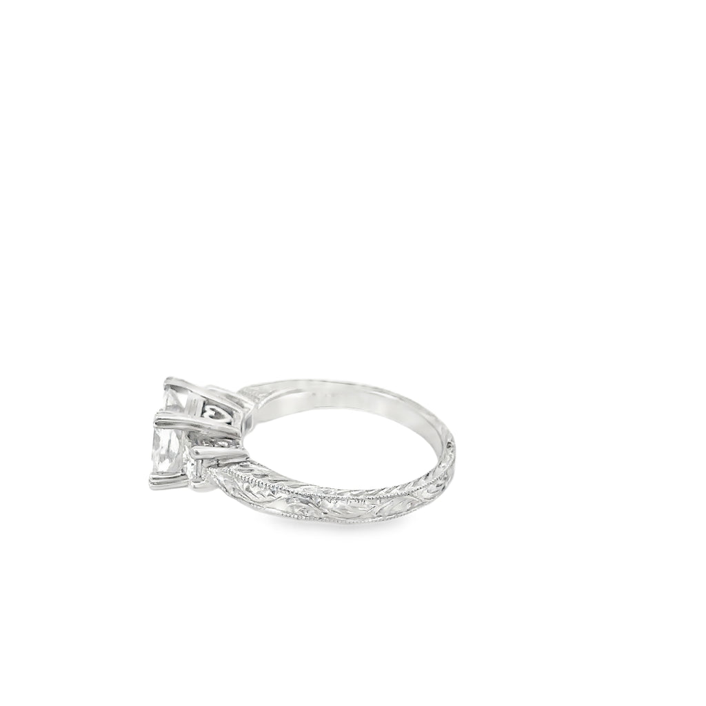 Platinum Solitaire Engagement Ring with 2 Princess Cut Diamonds