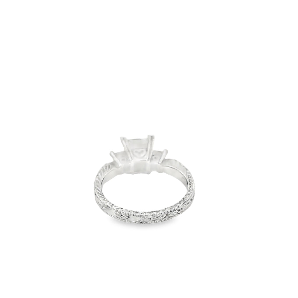 Platinum Solitaire Engagement Ring with 2 Princess Cut Diamonds